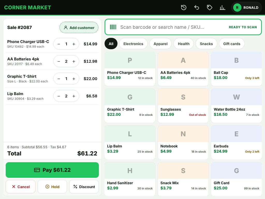 PosNerd retail register on a tablet